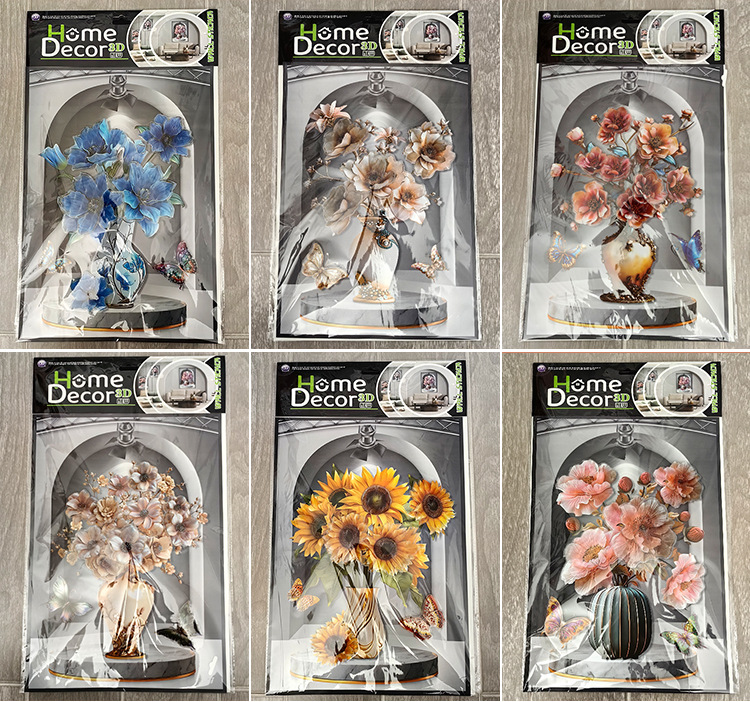 新3d花瓶层层贴家居装饰墙贴相框画贴纸卧室客厅餐厅自粘贴花批发详情1