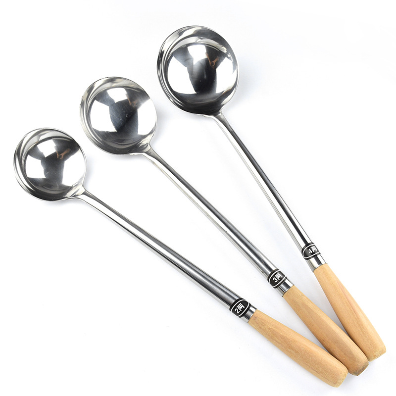 304 201不锈钢炒勺家用炒菜勺子 厨师专用马勺 长柄汤勺加厚手勺详情21