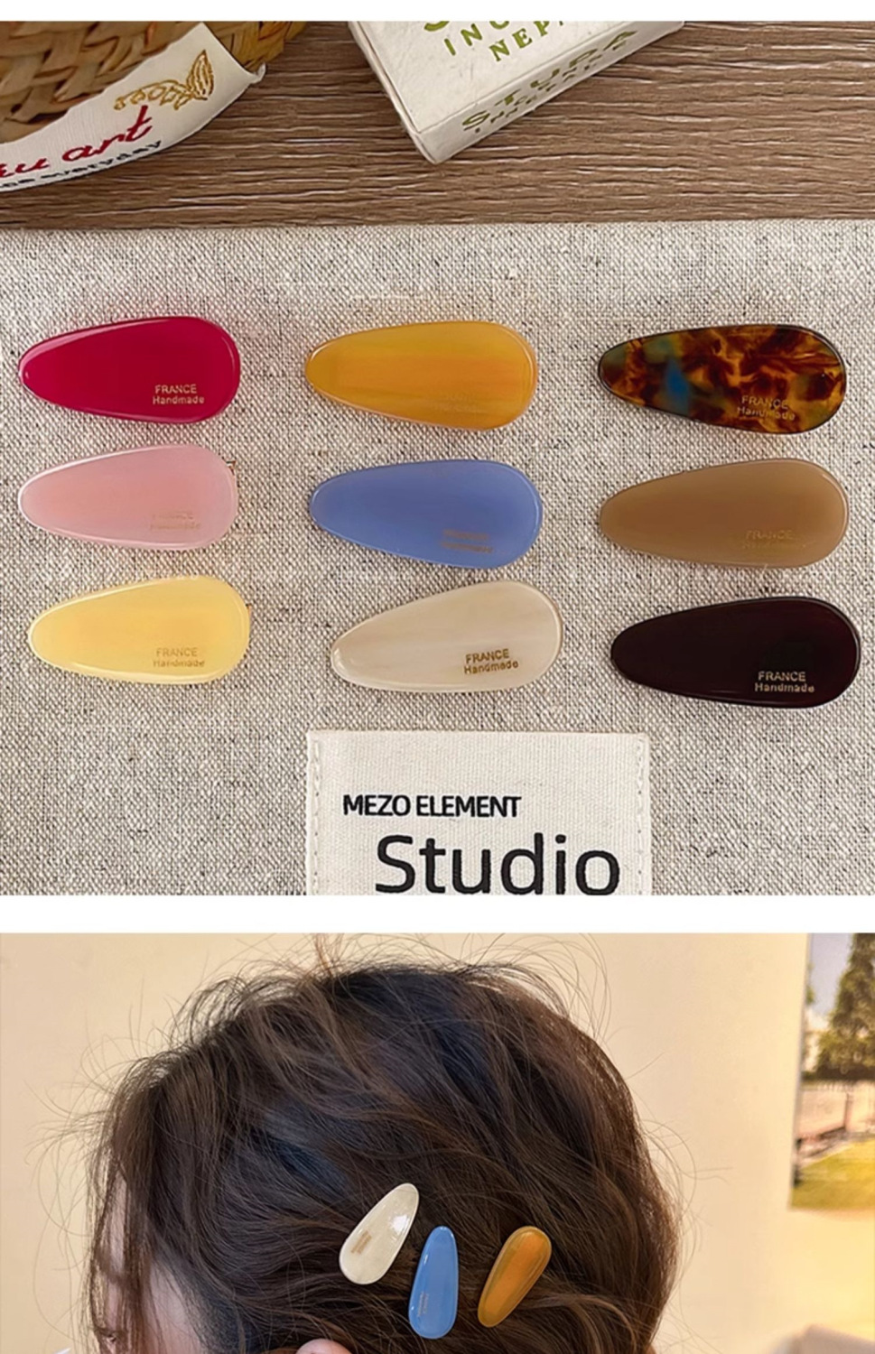 3-piece set of spring and summer water drop small hair clips, side clips, fringe clips for women, 2025 new high-end style duckbill clips headwear pic 10