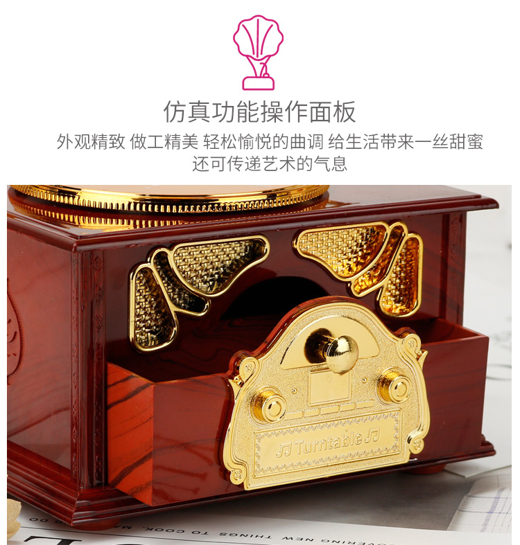 Vintage clásico trompeta fonógrafo caja de música decoración del hogar decoración regalo creativo pic 13