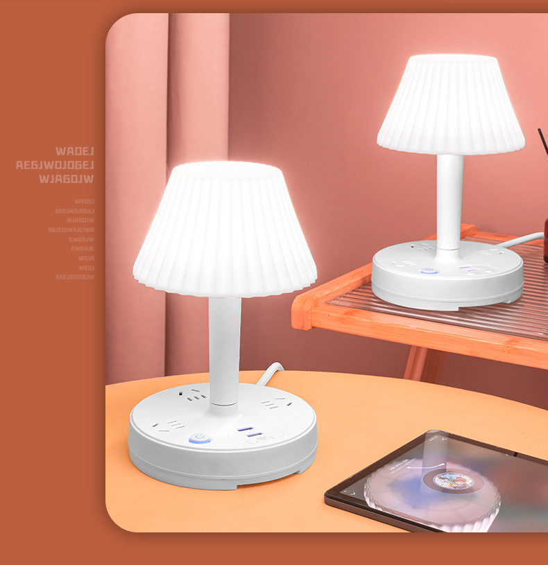 Intelligent voice-controlled bedside lamp with adjustable color, multi-functional socket, complimentary phone stand and USB interface pic 26