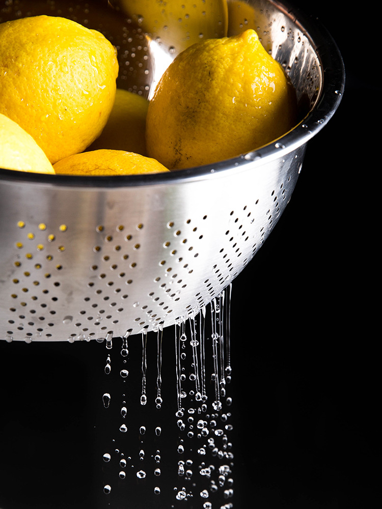 304 draining basket, stainless steel rice sieve, thickened round vegetable drain basin, kitchen household water, fruit basket, rice washing basket pic 1