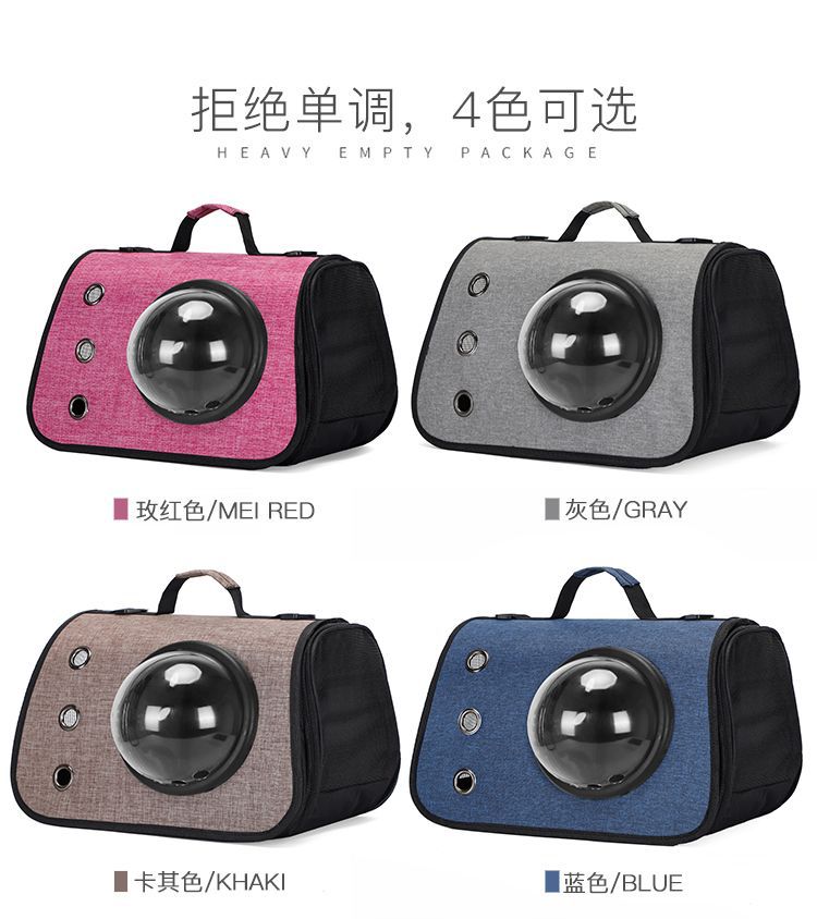 外出新款便携单肩背包手提透明宠物折叠猫咪狗狗太空舱透气外带详情5