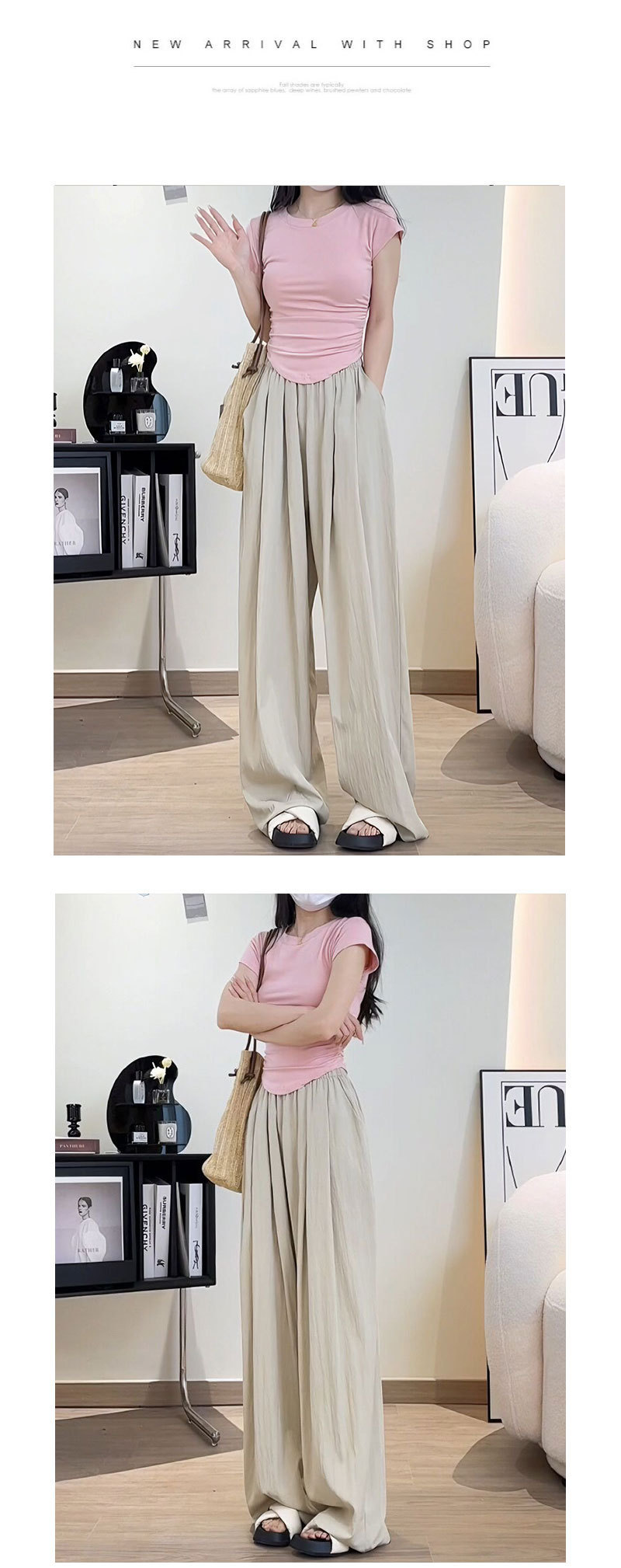 山本裤女夏季2024新款垂感日系褶皱慵懒风休闲裤宽松高腰阔腿裤子详情51