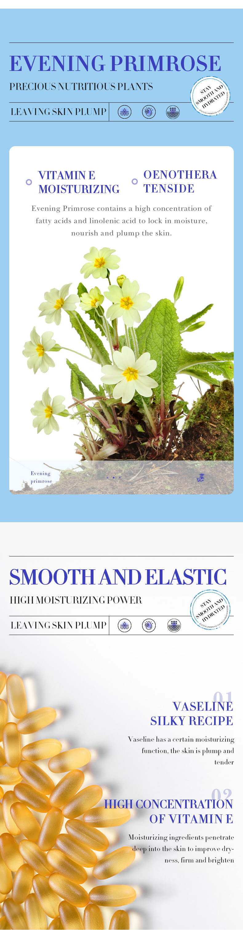 All-english Vitamin E cream SADOER Evening Primrose hydrating, Moisturizing and skin-nourishing large volume cross-border export pic 3