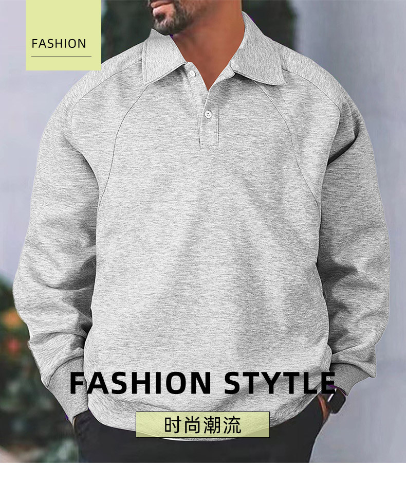 Crossover americano hombre sudadera 2024 primavera/otoño pound solapa holgada color sólido casual manga larga tops hombres tendencia pic 1