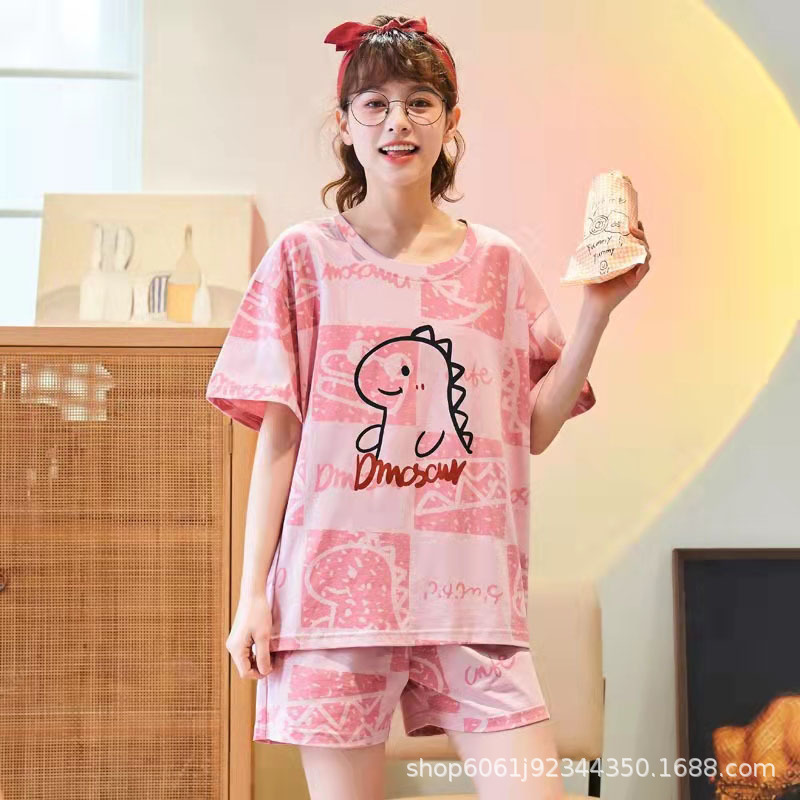 2023新款睡衣女夏季薄款短袖可爱韩版卡通套装家居服可外穿两件套详情11