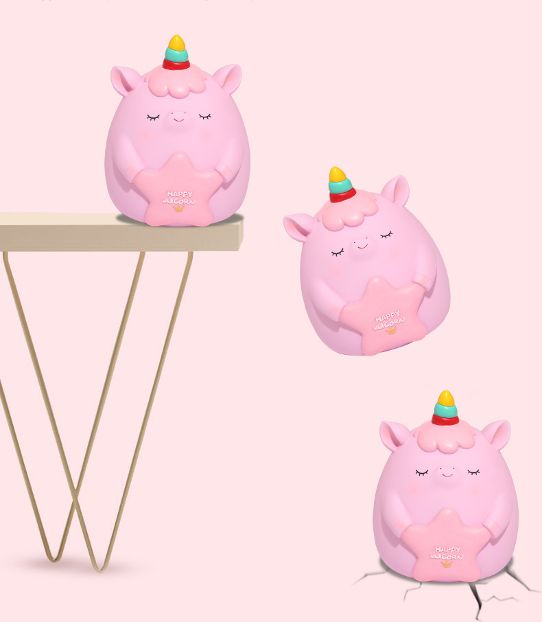 新款星星独角兽存钱罐搪胶只进不出储蓄罐居家装饰摆件儿童礼物详情6