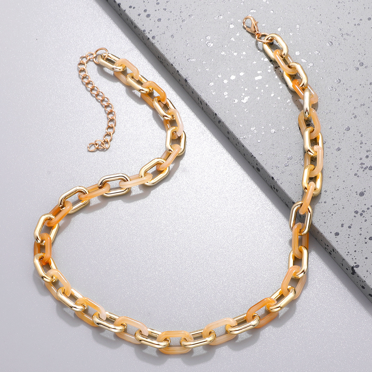 Cross-border source fashion necklace, hip-hop European and American popular street style, colorful acrylic texture necklace pic 8