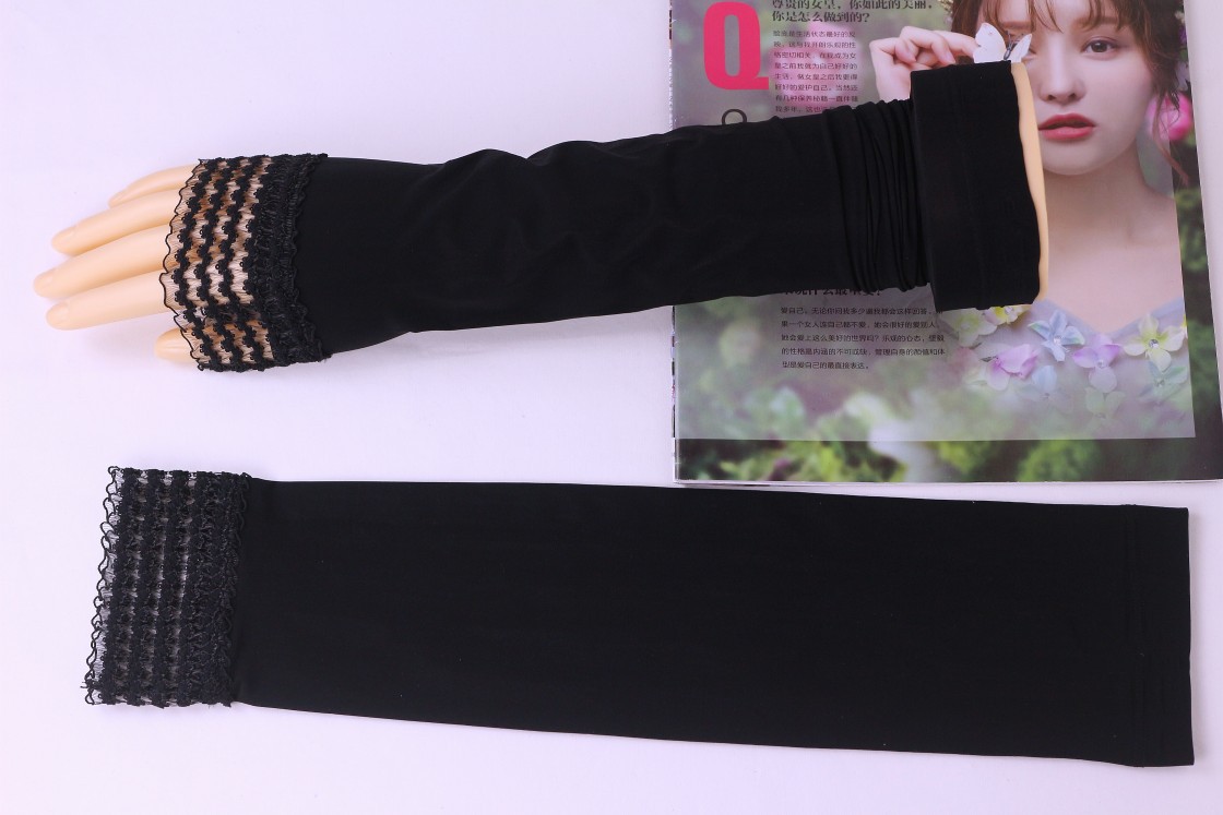 Long sun-protective gloves for women driving, seamless ice silk sleeves, lace thin arm guards, thin style pic 3