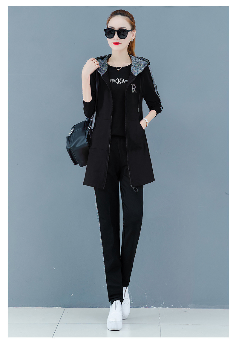 运动套装女春秋季2020新款宽松时尚卫衣三件套大码长袖跑步休闲服详情11