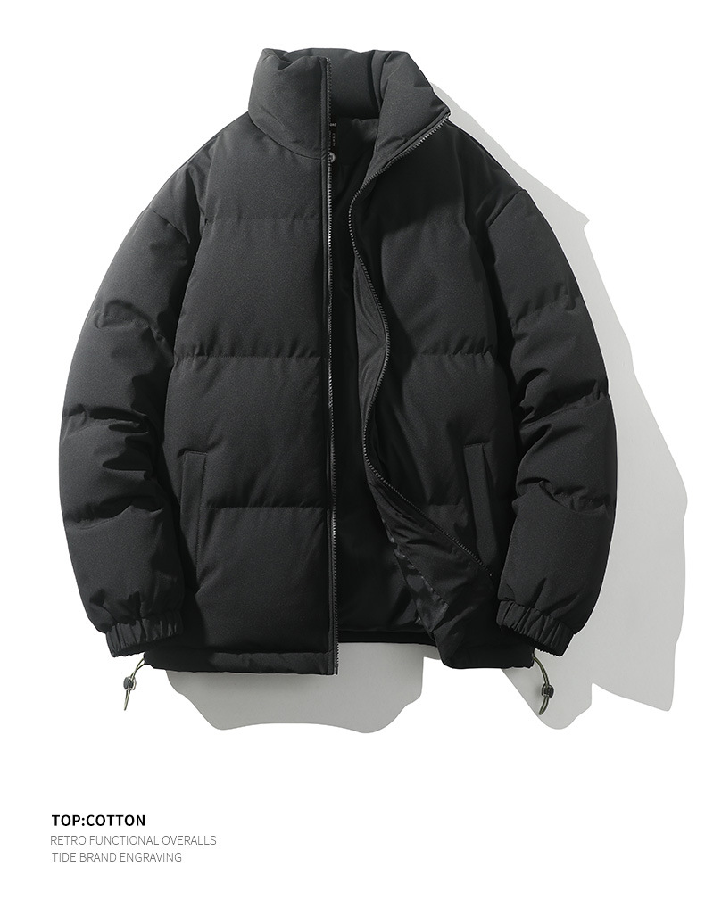 2024冬季宽松男士棉衣港风纯色立领外套上衣服棉袄加厚防寒袄子潮详情12