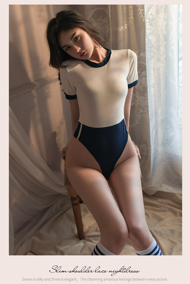情趣内衣女式制服诱惑套装日式少女拼色连体衣详情8