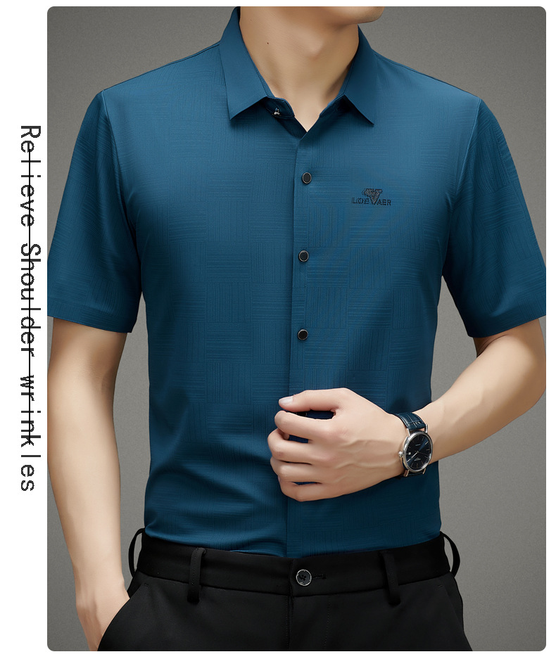 衬衫短袖男夏季新款抖快热卖轻商务中年短袖衬衫翻领修身休闲短袖详情41