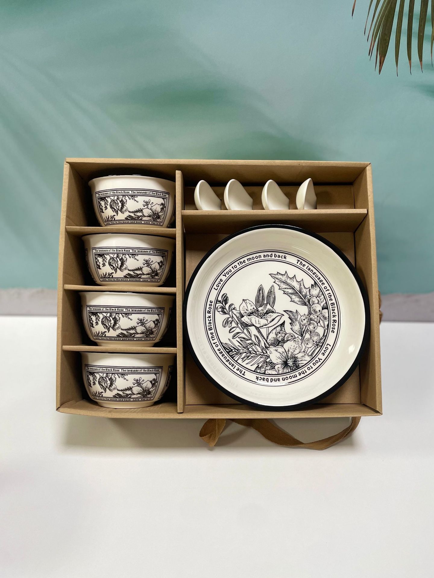 简约波点陶瓷碗套装餐具礼盒装碗勺碟家用餐具婚礼活动送礼详情19