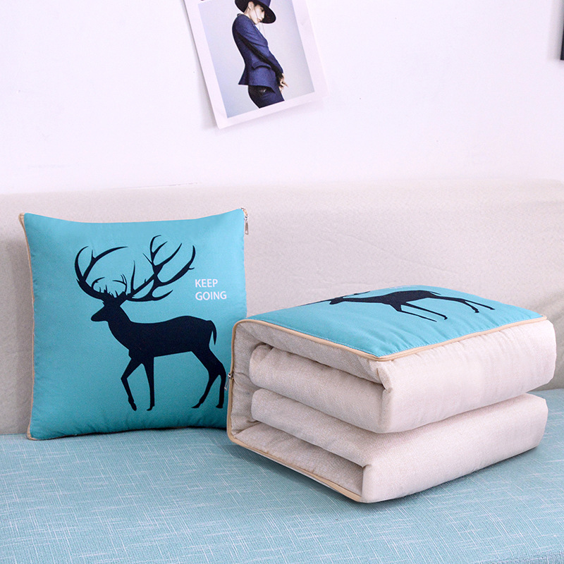Multi-functional two-in-one throw pillow, dual-purpose throw pillow wholesale, logo printed car seat pillow, cushion, quilt practical gift pic 13