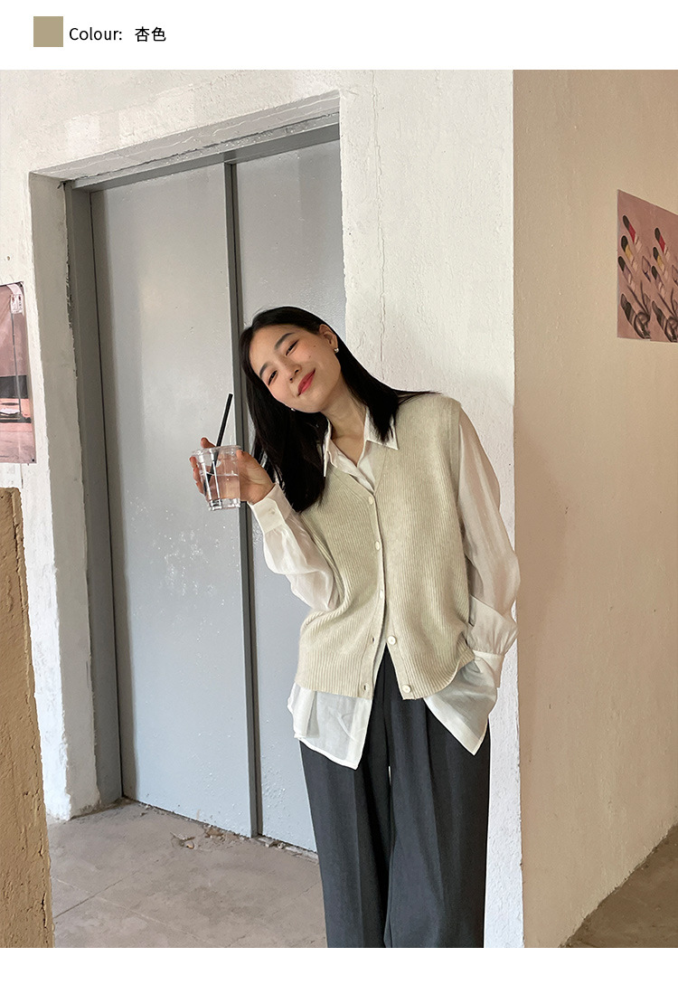 木兰时髦复古小马甲开衫女2023春季新款韩版简约针织上衣女 21507详情29