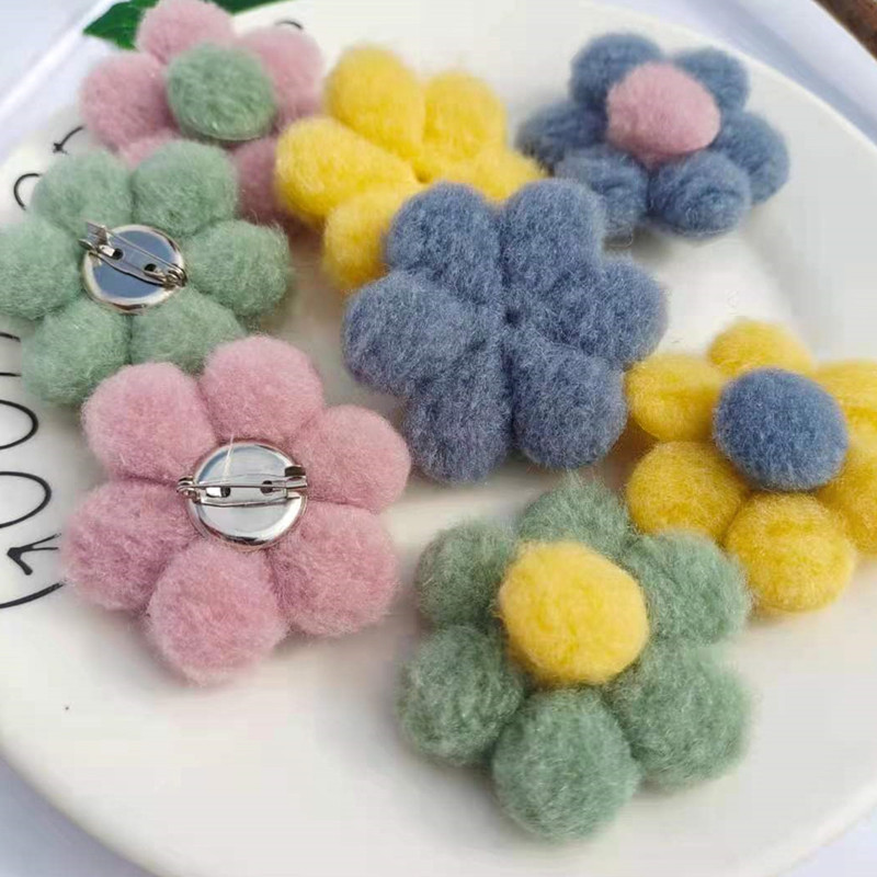 Korean-style plush little flower accessories, colorful flower brooches, bags, hair accessories, clothes, scarves, diy decorative accessories pic 4