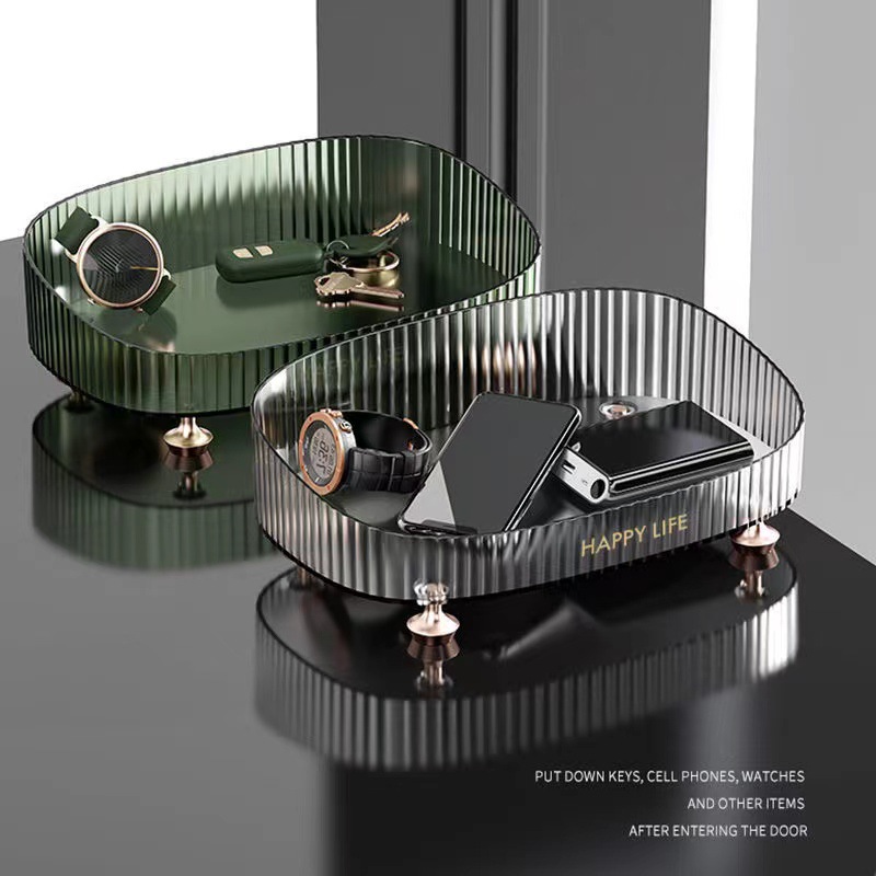 Light Luxury - Multi-functional desktop Storage Box, Light Luxury Cosmetics shelf, transparent organization box with feet, Entrance Box style pic 3