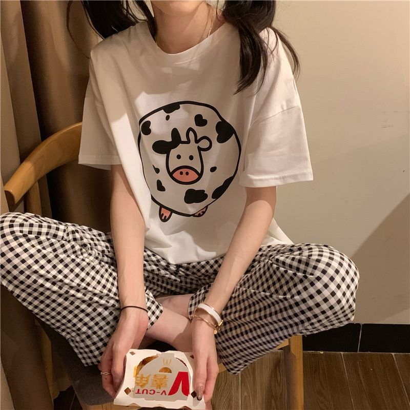 遛弯裤卡通睡裤女春秋新款居家可爱印花宽松休闲夏季空调防蚊长裤详情38