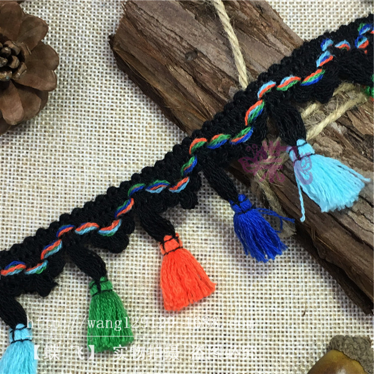 Factory B50 Colorful three-flower flowered tassel broom lace four-color broom DIY handmade clothing accessories lace webbing pic 34