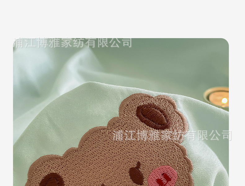 High-quality, simple cartoon ins pure cotton solid color embroidered bed covers, pure cotton mattress protective covers, bedspreads, single item wholesale pic 23