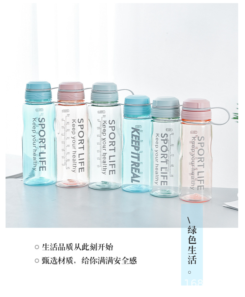 Portable sports water bottle, large portable cup, simple space cup, fashionable new style, large-capacity plastic water cup pic 2
