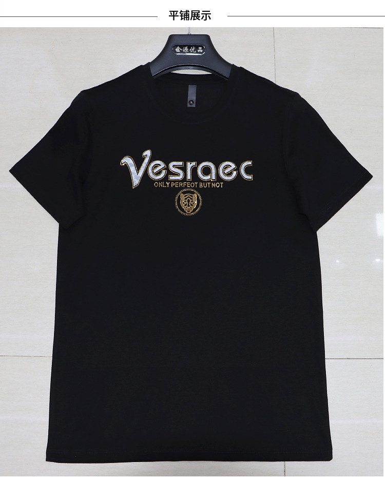 潮牌时尚男士短袖T恤冰丝棉圆领衫烫钻字母舒适透气百搭男装夏季详情15