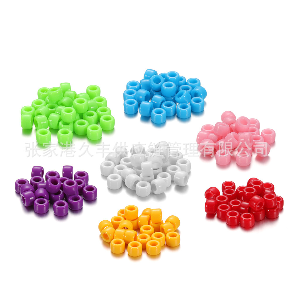 Best-selling pony beads, large-hole beads, colored transparent matte Pony bucket beads, scallion powder plastic DIY dirty braid fake divergent beads pic 9