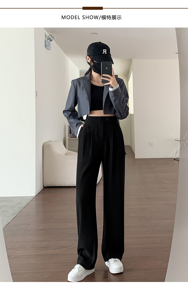 现货厂家批发 西装裤女2024新款高腰垂感阔腿裤宽松显瘦窄版 长裤详情17