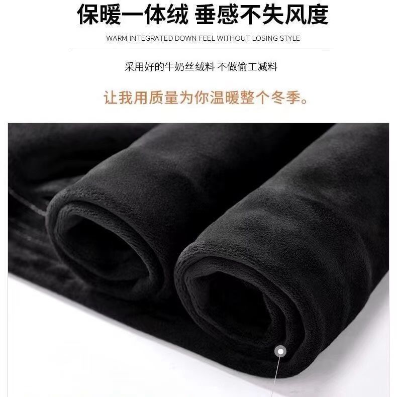 Resistente chenille pantalones de pierna ancha mujer peluche y engrosado otoño invierno nuevo 2021 cintura alta sensación de caída holgada color sólido pantalones rectos pic 7