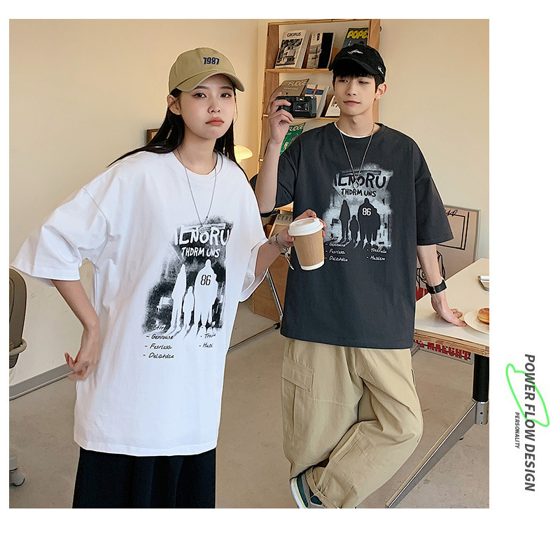 短袖t恤男夏季2025新款潮流半袖男款上衣宽松潮牌情侣五分袖衣服详情13