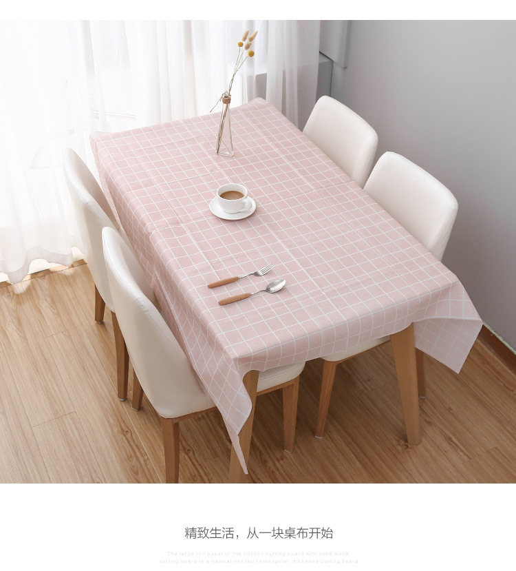 Wholesale of home fresh and clean checkered waterproof tablecloths, oil-proof and heat-resistant PVC tablecloths for living room dining tables pic 8