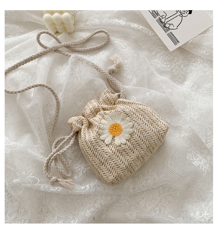 2021 new stylish drawstring bucket bag for women, Daisy woven bag, fashionable and compact mobile phone bag pic 22