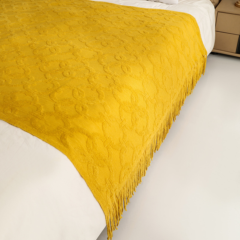 Sofa blanket, cover blanket, knitted blanket, office nap blanket, jacquard loop small blanket, American-style lap blanket, thread blanket pic 19