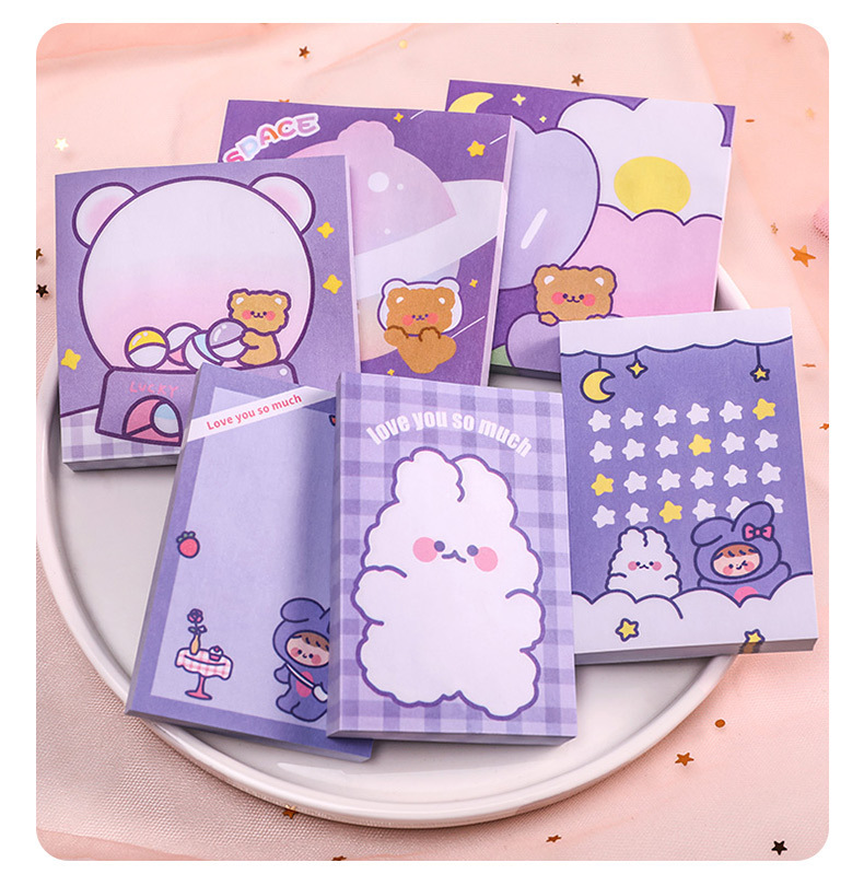 Little Rabbit and Little Bear sticky Notes on Instagram, high appearance level, girlish heart, can be stuck N times, student message notes, memo notes notebook pic 14
