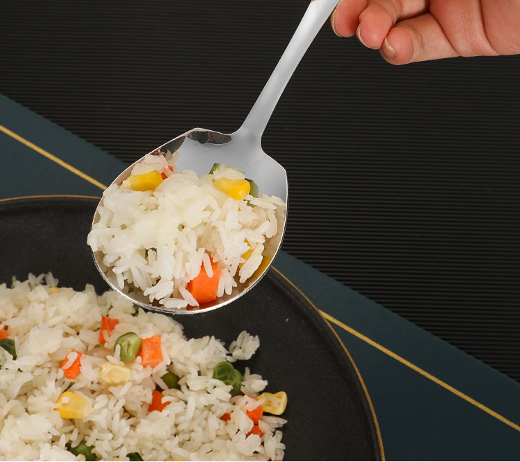 不锈钢勺子批发酒店自助餐高颜值公用分餐勺家用加厚汤匙饭勺餐具详情10