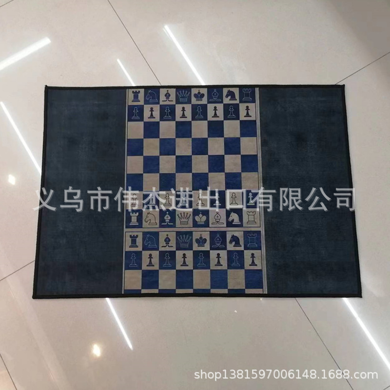 现代时尚简约轻奢黑色客厅玄关厨房棋盘格地毯地垫详情1