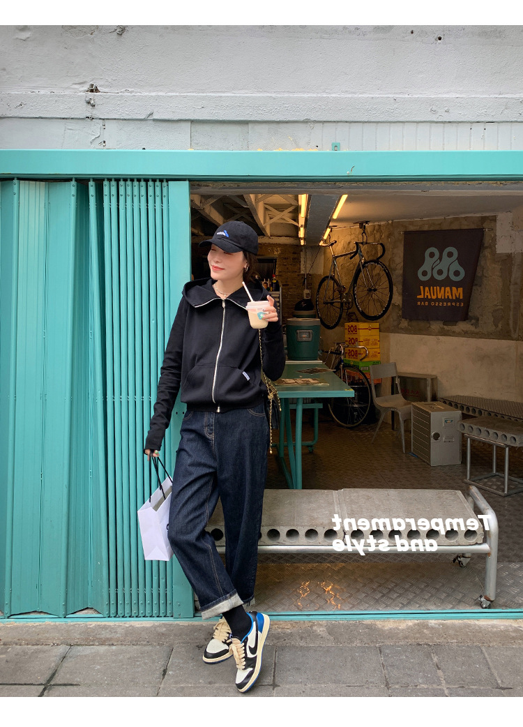大码牛仔加绒加厚休闲裤女2022秋冬新款韩版直筒老爹显瘦哈伦裤子详情8