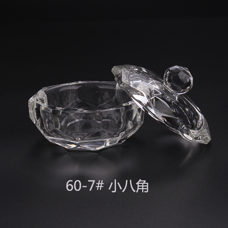 Cross-border exclusive glass crystal cups with LIDS for nail art, irregular-shaped crystal cups, and special octagonal cups for holding crystal liquid pic 16