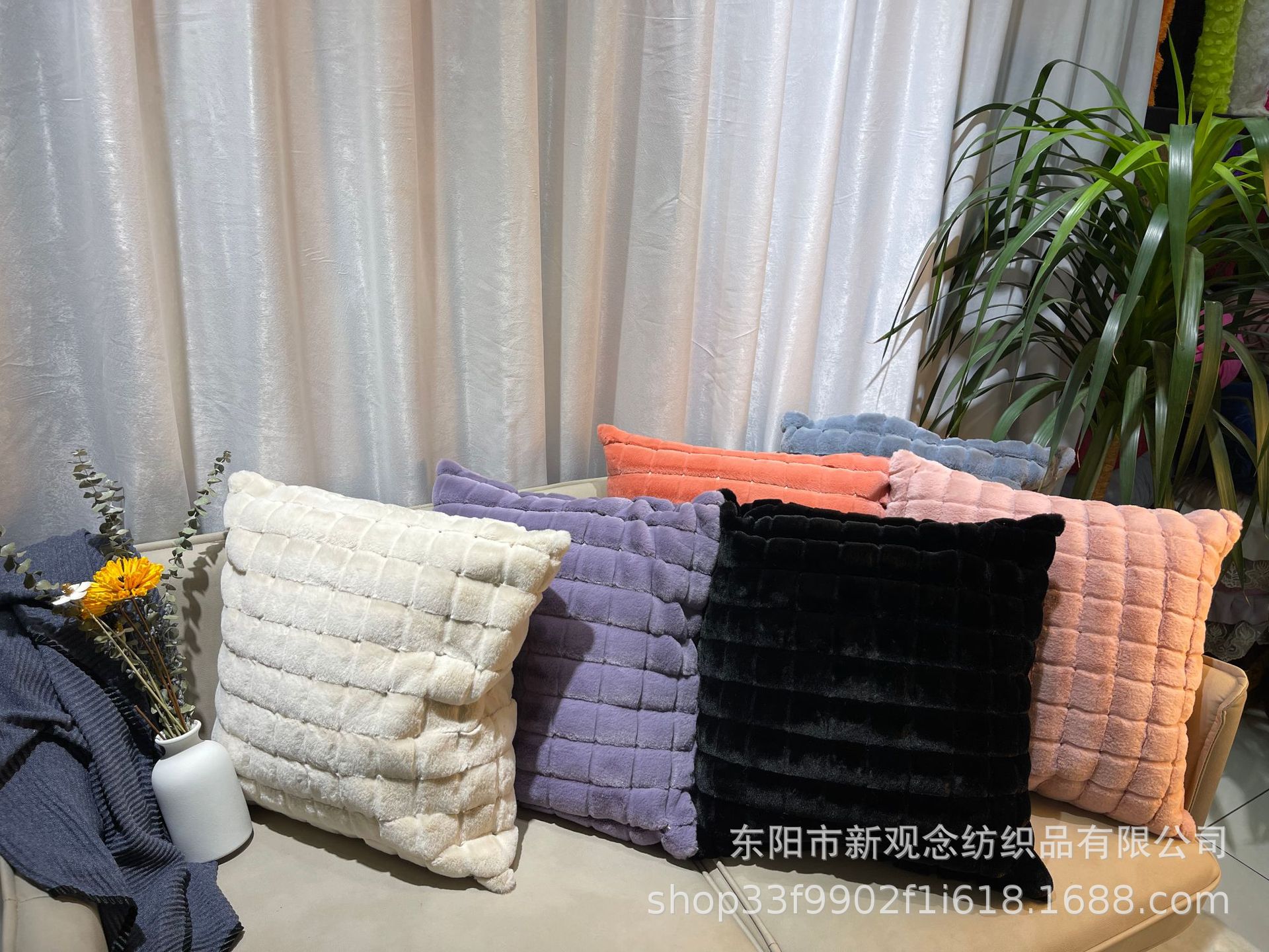 Winter InS-style plush cushion pink solid color pillowcase, ins plush cushion cover wholesale factory direct sales pic 16