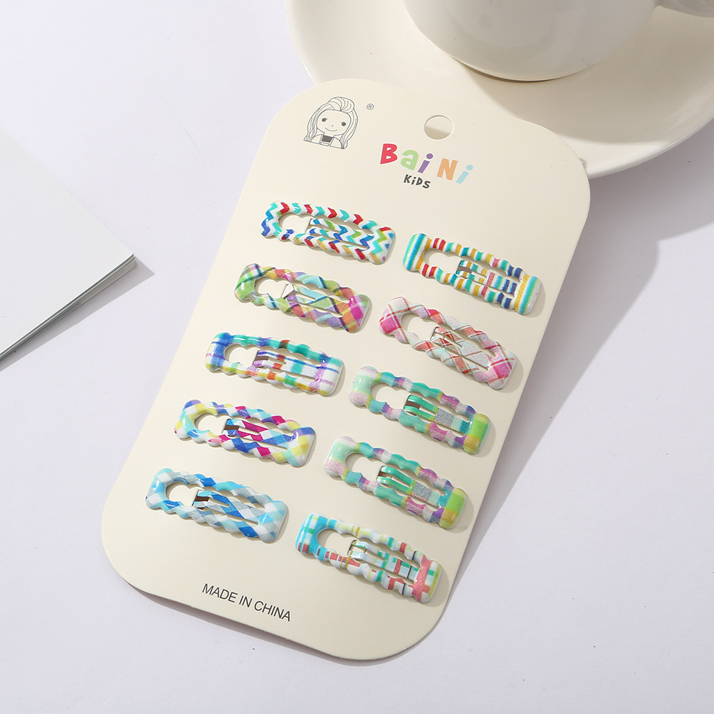 儿童发卡彩色系格纹异形bb夹女童发饰可爱宝宝刘海夹小女孩碎发夹详情12