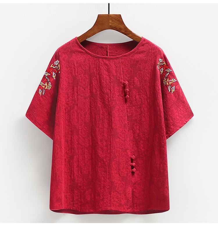 Summer clothing sets for middle-aged and elderly people, cotton and linen, short-sleeved for grandmothers and mothers, summer pure cotton T-shirts, clothes for the elderly and grandmothers pic 20