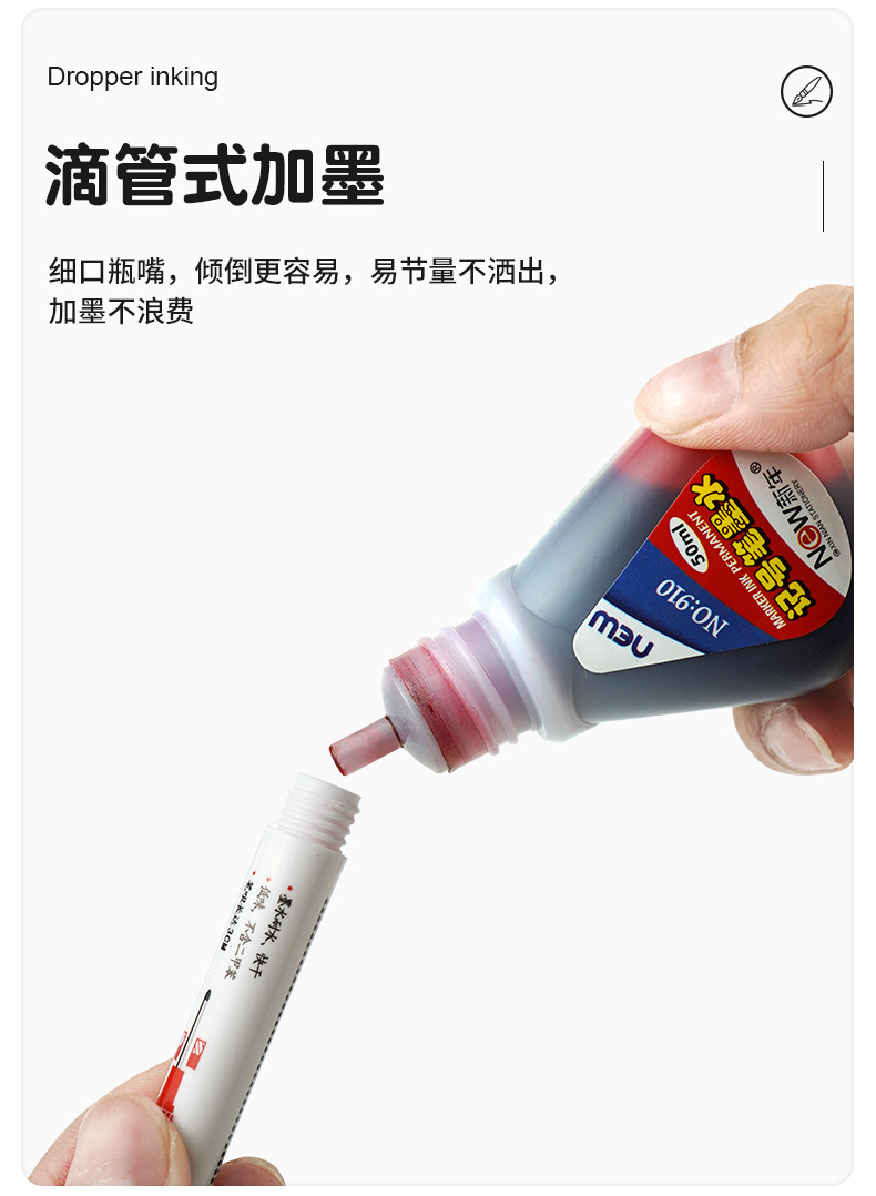 Wholesale of New Year marker pen ink, black, red and blue colored oil-based pens, waterproof underline pens, ink refill liquid and filling liquid pic 3