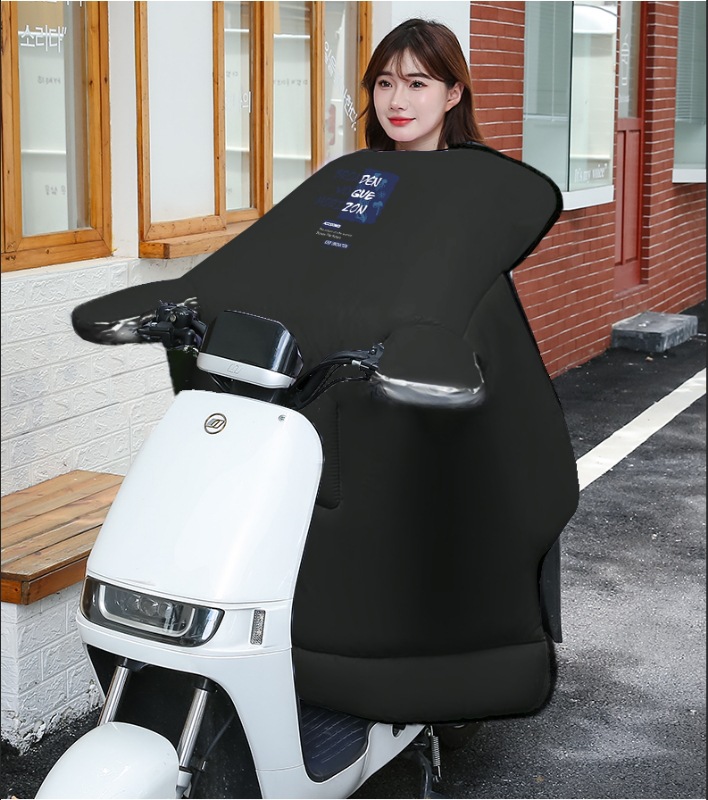 简约黑色款耐脏电动车挡风被加厚保暖冬季遮风套加宽侧翼挡风被详情19