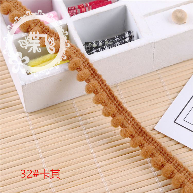 现货供应35色爆款密芽边毛毛虫织带DIY手工帽子服装辅料 毛球花边详情46