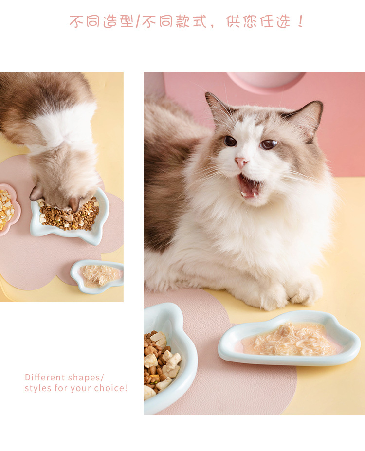 Korean InS-style hand-painted dodo plate cat bowl, a ceramic plate specially designed for cats, cat food, snacks, freeze-dried canned food bowl, and comes with a cute cat hair tie pic 12