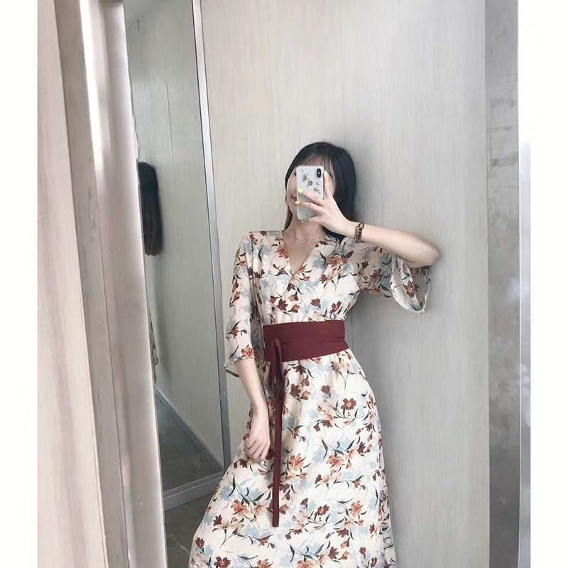 2021新腰带连衣裙收腰绑带布汉服改良版超仙复古中国风小个子碎花详情21