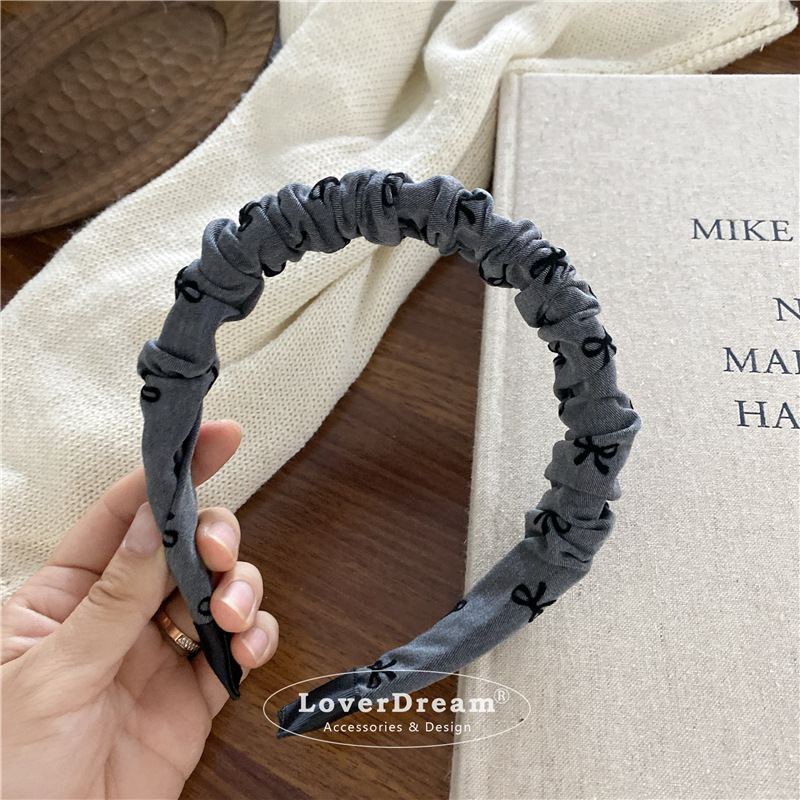 A new high-quality black polka dot heart-shaped bow headband from South Korea, sweet and fashionable headband, versatile hair accessory pic 43