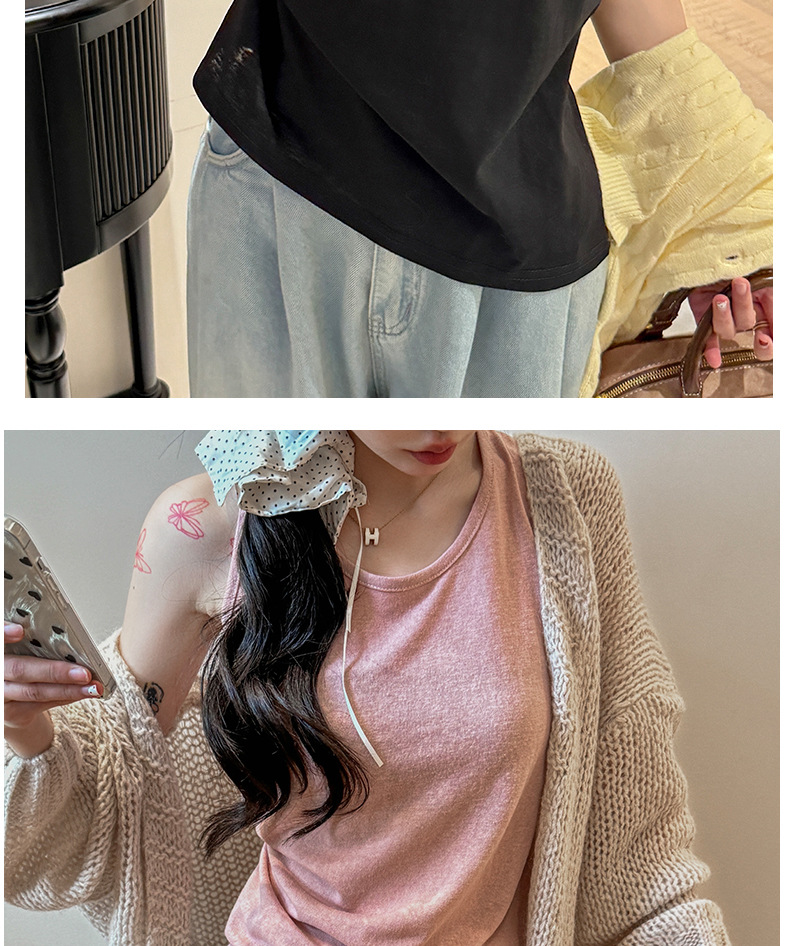 雪花棉春夏季bm慵懒风宽松打底内搭小吊带背心女外穿辣妹无袖上衣详情19